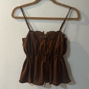 NWT AE rust brown flounce cami